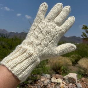 Women Hand Knitted Alpaca wool  Gloves Size M